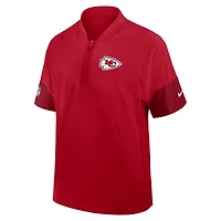 Men's Nike Red Kansas City Chiefs Sideline Short Sleeve Quarter-Zip Performance Coach Jacket