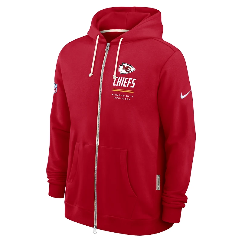 Sweat à capuche zippé Nike rouge Kansas City Chiefs Sideline Standard Issue Dri-FIT pour homme