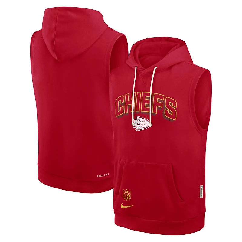 Sweat à capuche sans manches Nike rouge Kansas City Chiefs Sideline Standard Issue Dri-FIT pour homme