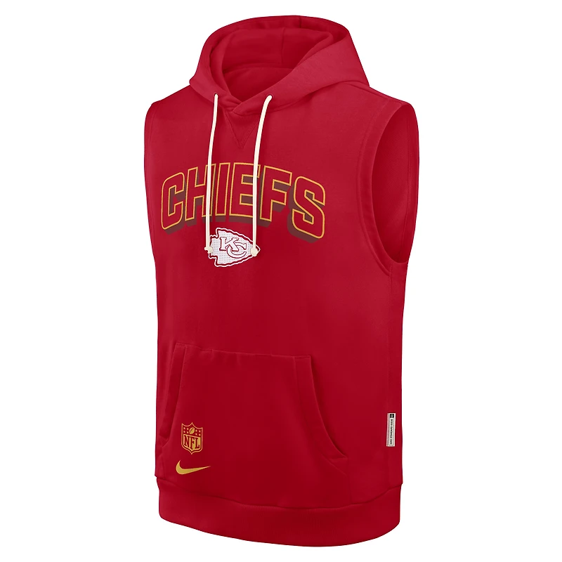 Sweat à capuche sans manches Nike rouge Kansas City Chiefs Sideline Standard Issue Dri-FIT pour homme