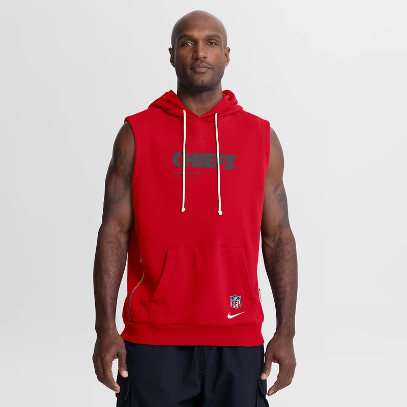 Sweat à capuche sans manches Nike Dri-FIT rouge Kansas City Chiefs Sideline Standard Issue pour homme