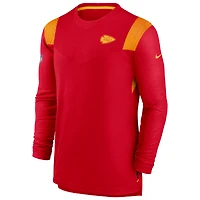 T-shirt à manches longues Nike pour hommes, rouge, Kansas City Chiefs Sideline, logo ton sur ton, Performance Player