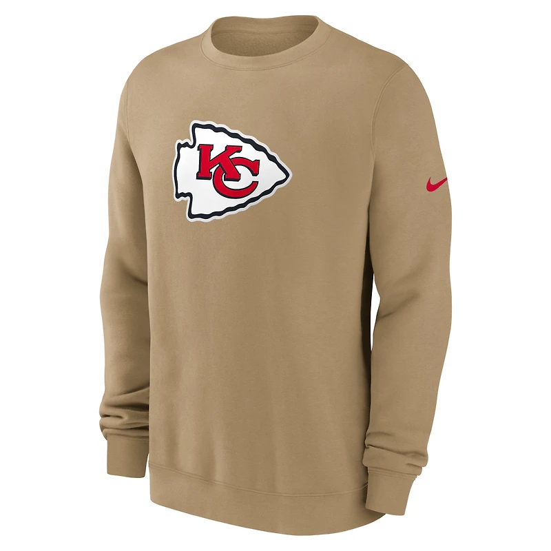 Men's Nike Tan Kansas City Chiefs Swing Pass Rewind Club Pullover Sweatshirt