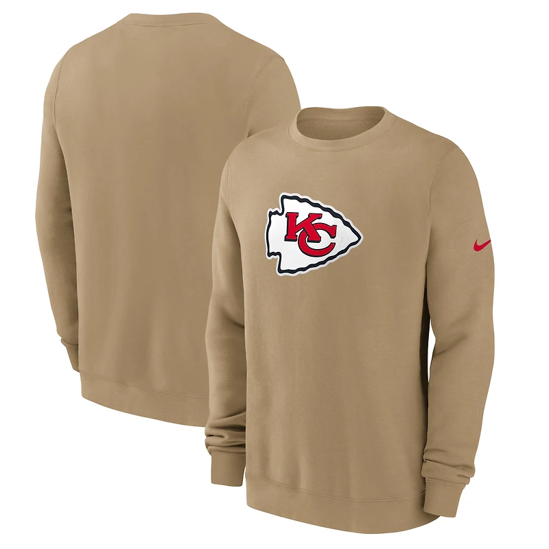 Sweat-shirt Nike Tan Kansas City Chiefs Swing Pass Rewind Club pour homme