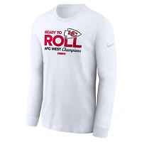 Men's Nike White Kansas City Chiefs 2024 AFC West Division Champions Locker Room Trophy Collection Long Sleeve T-Shirt