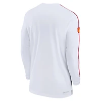 T-shirt à manches longues Nike Kansas City Chiefs Sideline Coach UV Performance pour homme, blanc