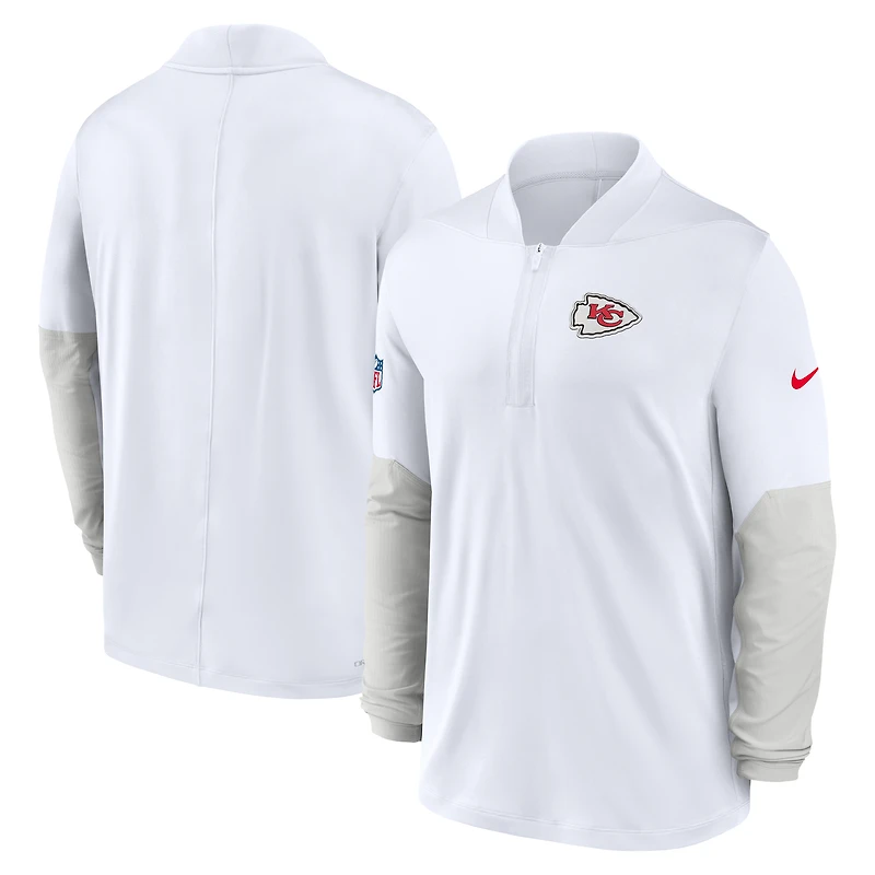 Men's Nike White Kansas City Chiefs Sideline Dri-FIT Half-Zip Pullover