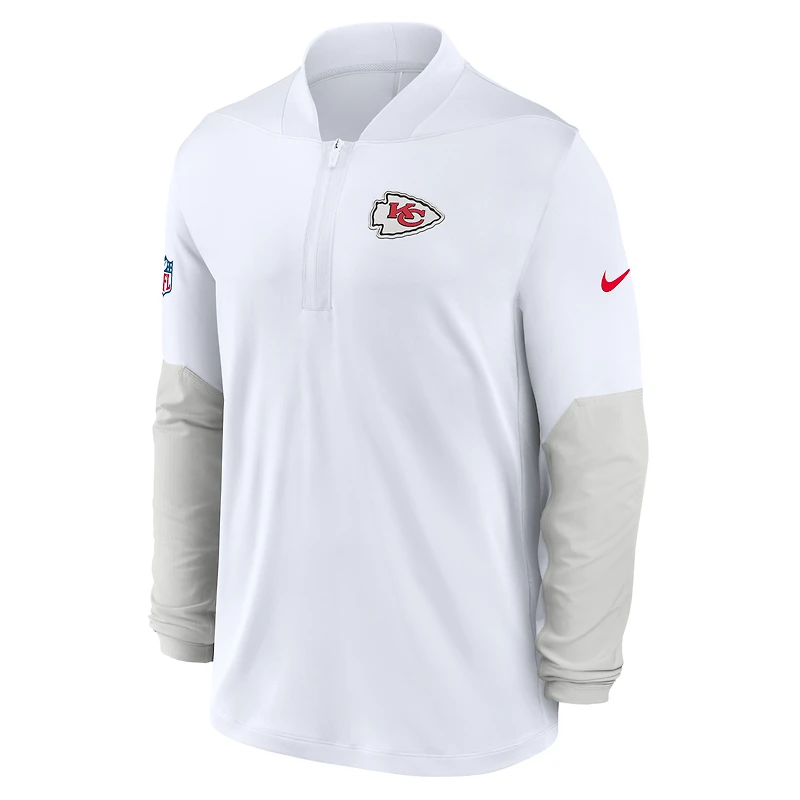 Pull Nike blanc à demi-zip pour homme Kansas City Chiefs Sideline Dri-FIT