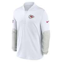 Pull Nike blanc à demi-zip pour homme Kansas City Chiefs Sideline Dri-FIT