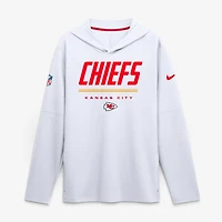 T-shirt à manches longues et capuche Nike blanc Kansas City Chiefs Sideline Dri-FIT pour homme