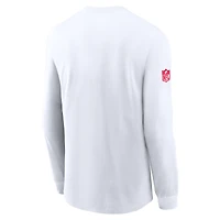 T-shirt Nike blanc à manches longues Kansas City Chiefs Sideline Dri-FIT pour homme