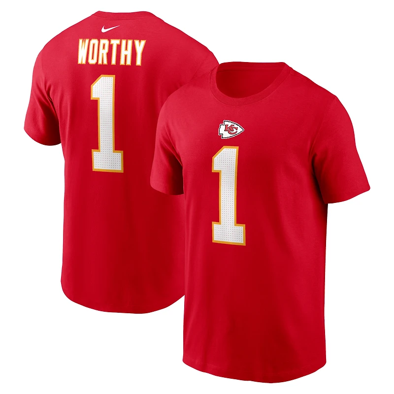 T-shirt Nike Xavier Worthy pour homme avec nom et numéro des Kansas City Chiefs rouge