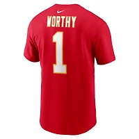 Men's Nike Xavier Worthy Red Kansas City Chiefs  Name & Number T-Shirt