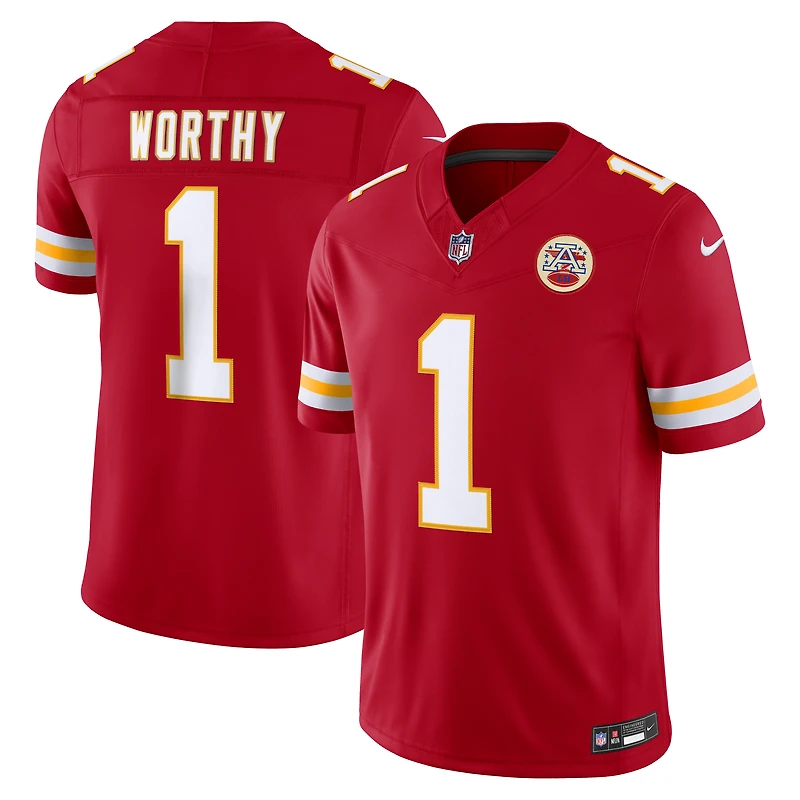Maillot Nike Xavier Worthy rouge Kansas City Chiefs Vapor F.U.S.E. édition limitée cousue pour homme