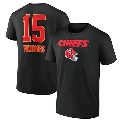Men's Patrick Mahomes Black Kansas City Chiefs Team Wordmark Name & Number T-Shirt