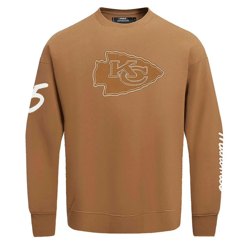 Men's Pro Standard Patrick Mahomes Brown Kansas City Chiefs Pullover Crewneck Sweatshirt