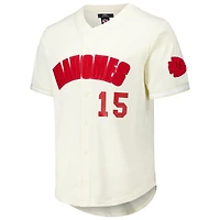 Men's Pro Standard Patrick Mahomes Cream Kansas City Chiefs Name & Number Triple Tonal Button-Up Baseball Jersey