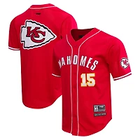Men's Pro Standard Patrick Mahomes Red Kansas City Chiefs Mesh Button-Up Baseball Jersey