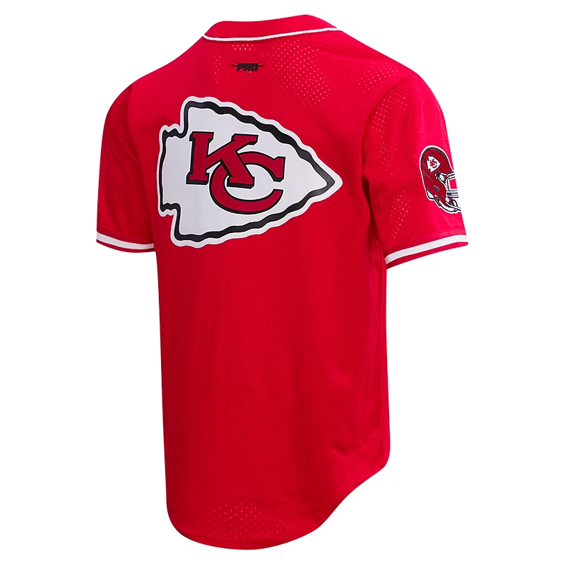 Men's Pro Standard Patrick Mahomes Red Kansas City Chiefs Mesh Button-Up Baseball Jersey