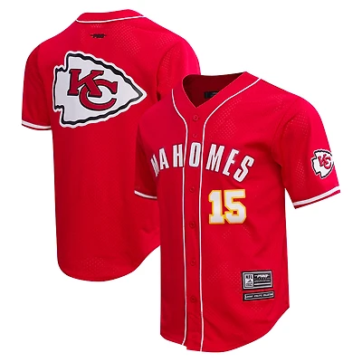 Maillot de baseball boutonné en maille Pro Standard Patrick Mahomes des Chiefs Kansas City rouge pour hommes