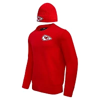 Men's Pro Standard Red Kansas City Chiefs Crewneck Pullover Sweater & Cuffed Knit Hat Box Gift Set