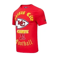 T-shirt rouge Pro Standard des Chiefs de Kansas City pour hommes, en vieux anglais