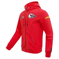 Men's Pro Standard  Red Kansas City Chiefs Split Logo Double Knit Full-Zip Hoodie