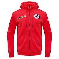 Men's Pro Standard  Red Kansas City Chiefs Split Logo Double Knit Full-Zip Hoodie