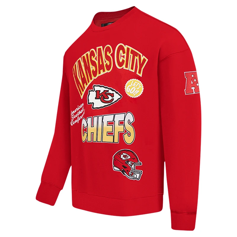 Men's Pro Standard Red Kansas City Chiefs Turn It Up Drop Shoulder Pullover Sweatshirt