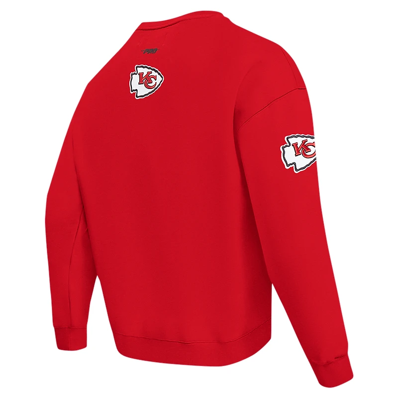 Men's Pro Standard Red Kansas City Chiefs Turn It Up Drop Shoulder Pullover Sweatshirt