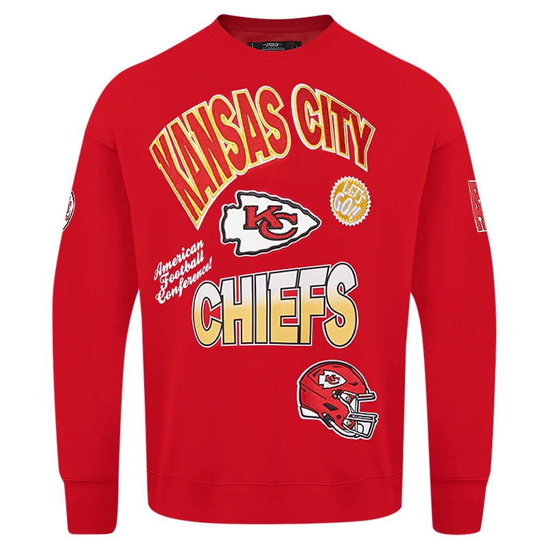 Men's Pro Standard Red Kansas City Chiefs Turn It Up Drop Shoulder Pullover Sweatshirt