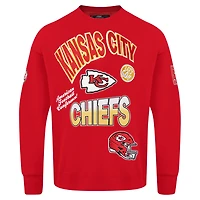 Men's Pro Standard Red Kansas City Chiefs Turn It Up Drop Shoulder Pullover Sweatshirt