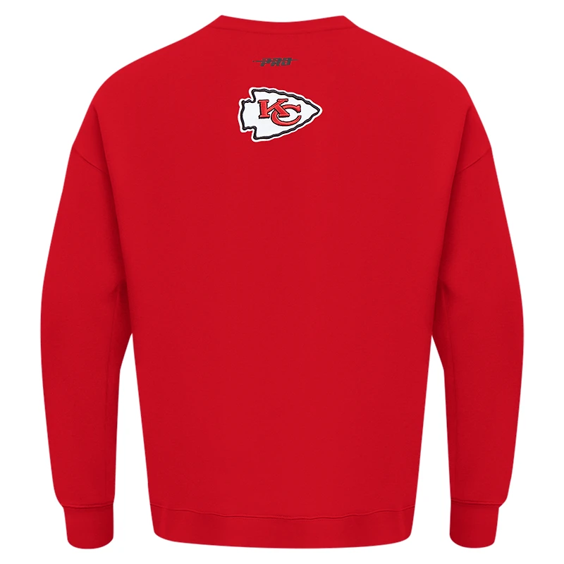 Men's Pro Standard Red Kansas City Chiefs Turn It Up Drop Shoulder Pullover Sweatshirt