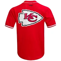Men's Pro Standard Travis Kelce Red Kansas City Chiefs Mesh Button-Up Baseball Jersey