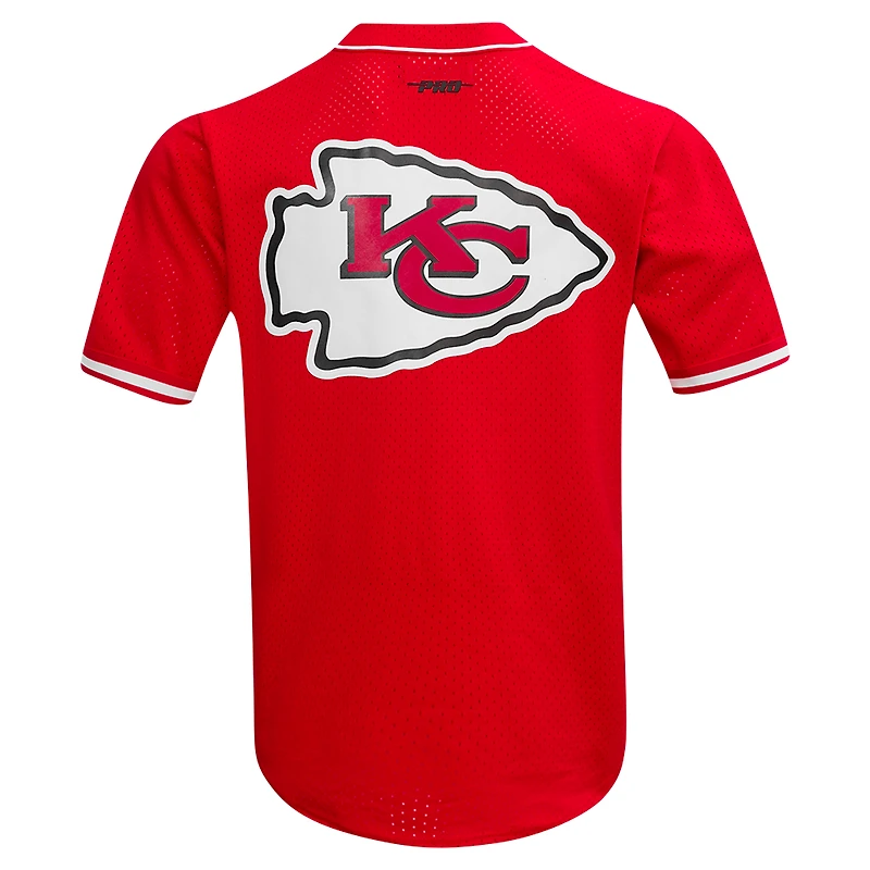 Men's Pro Standard Travis Kelce Red Kansas City Chiefs Mesh Button-Up Baseball Jersey