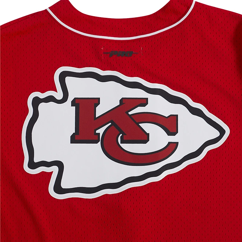 Men's Pro Standard Travis Kelce Red Kansas City Chiefs Mesh Button-Up Baseball Jersey