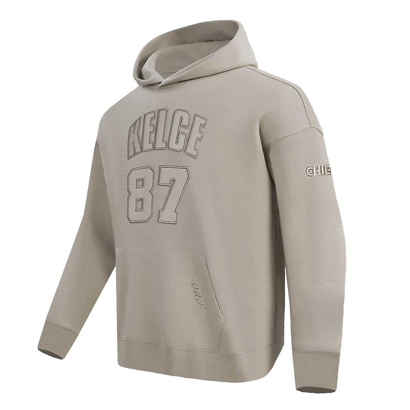 Sweat à capuche Pro Standard pour homme Travis Kelce Tan Kansas City Chiefs avec nom et numéro de joueur