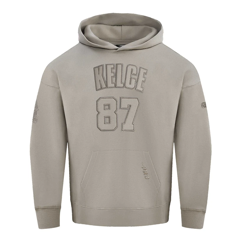 Sweat à capuche Pro Standard pour homme Travis Kelce Tan Kansas City Chiefs avec nom et numéro de joueur
