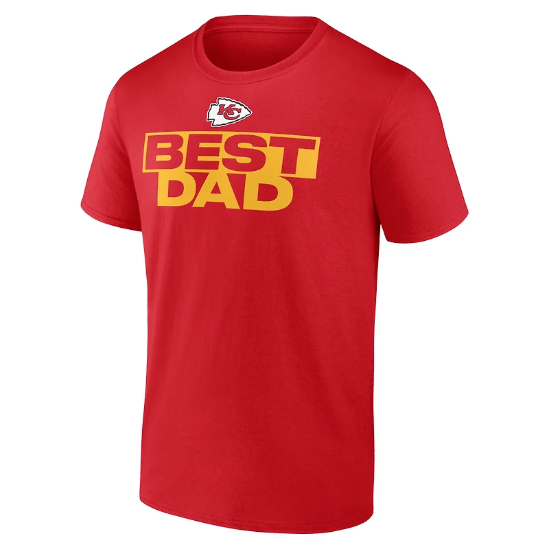 T-shirt rouge pour homme des Kansas City Chiefs « Meilleur papa » la fête pères