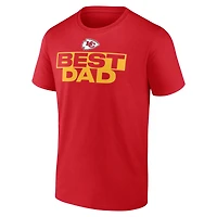 T-shirt rouge pour homme des Kansas City Chiefs « Meilleur papa » la fête pères