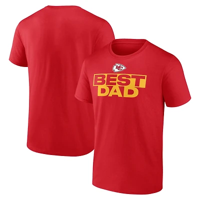 T-shirt rouge pour homme des Kansas City Chiefs « Meilleur papa » la fête pères