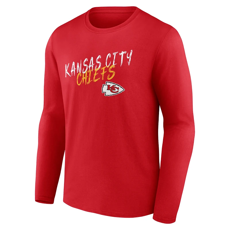 T-shirt à manches longues rouge Kansas City Chiefs Hustle pour homme