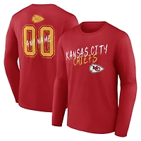 Men's Red Kansas City Chiefs Hustle Personalized Name & Number Long Sleeve T-Shirt