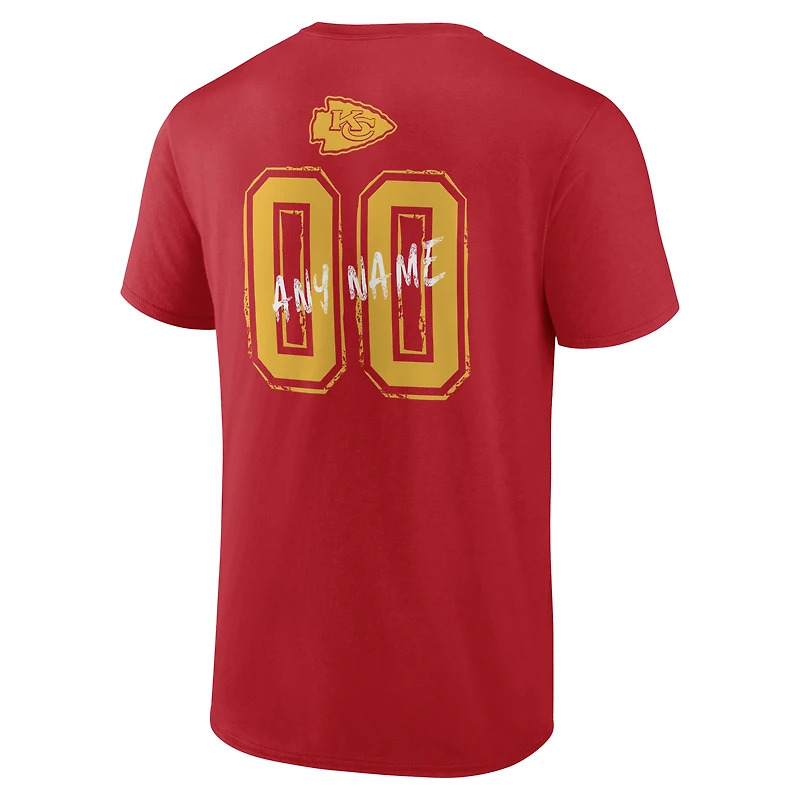 T-shirt personnalisé avec nom et numéro Kansas City Chiefs Hustle rouge pour homme