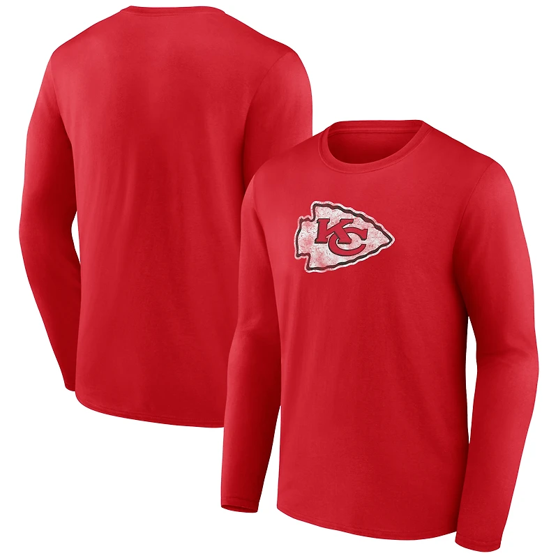 Men's  Red Kansas City Chiefs Throwback Logo Long Sleeve T-Shirt