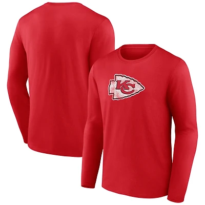 Men's  Red Kansas City Chiefs Throwback Logo Long Sleeve T-Shirt