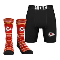 Pack combiné de chaussettes et caleçons boxeurs Rock Em Socks pour hommes Kansas City Chiefs