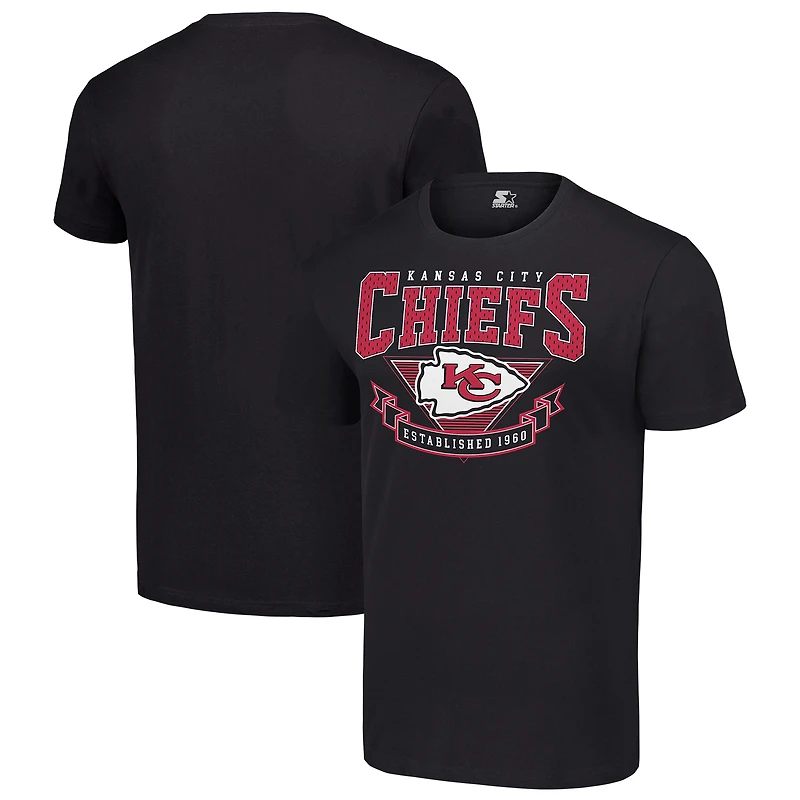 T-shirt noir pour homme avec logo de l'équipe des Kansas City Chiefs inspiré années 80