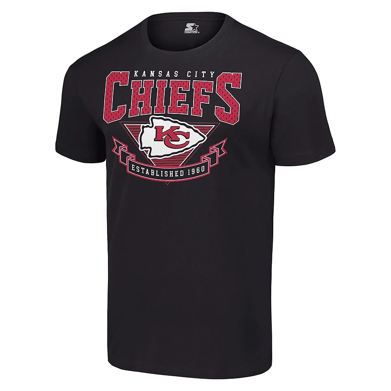 T-shirt noir pour homme avec logo de l'équipe des Kansas City Chiefs inspiré années 80