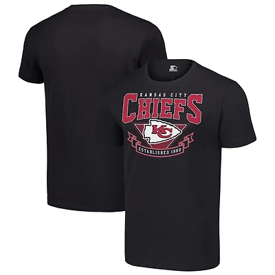T-shirt noir pour homme avec logo de l'équipe des Kansas City Chiefs inspiré années 80